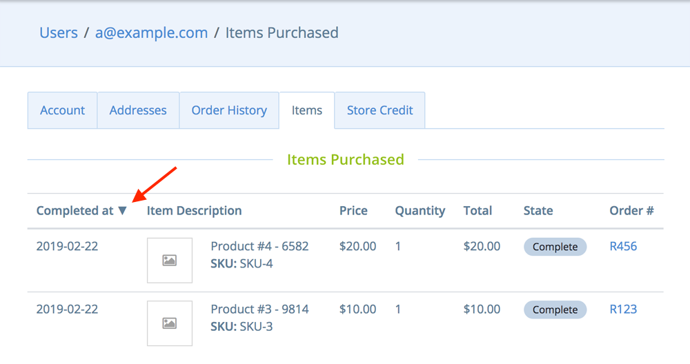 solidus admin sorting after click