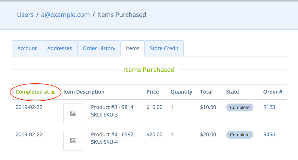 solidus admin sorting before click