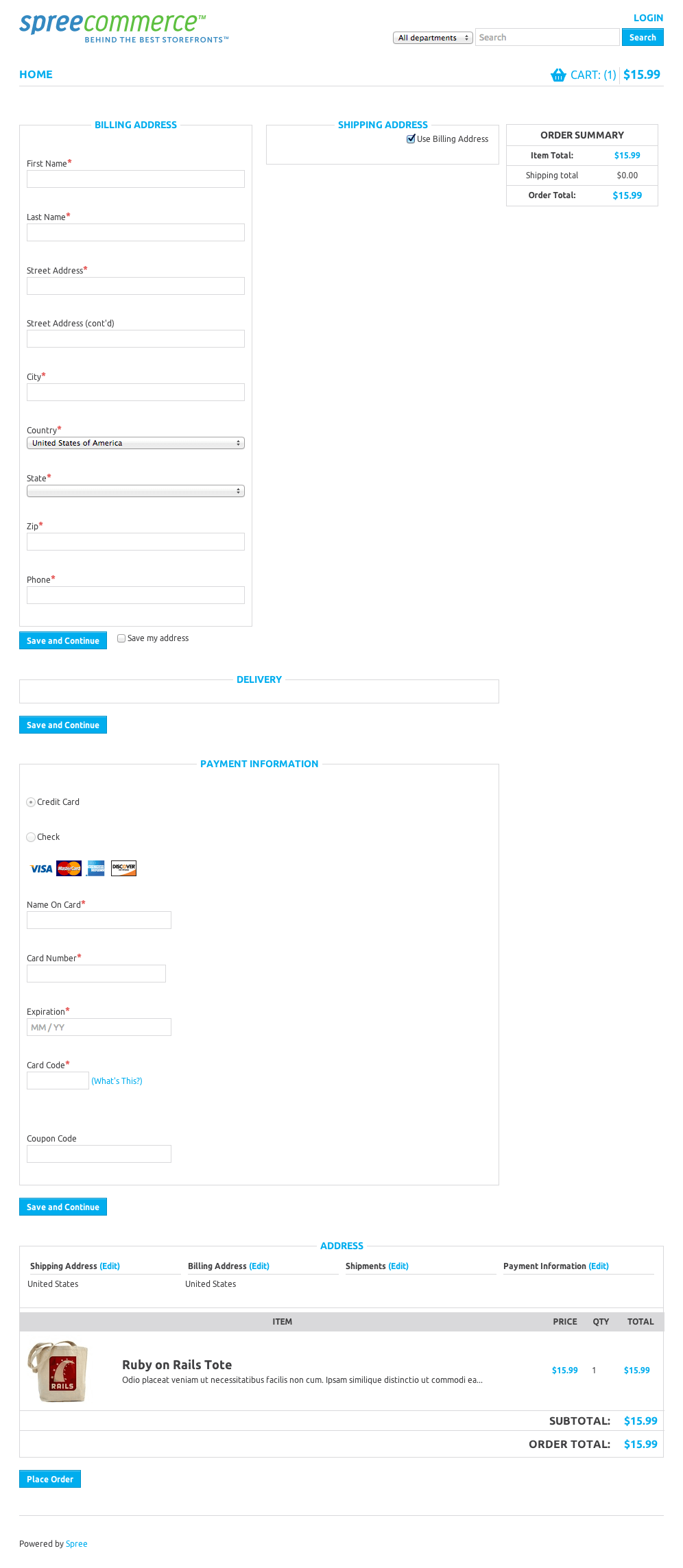 All steps in a singe page