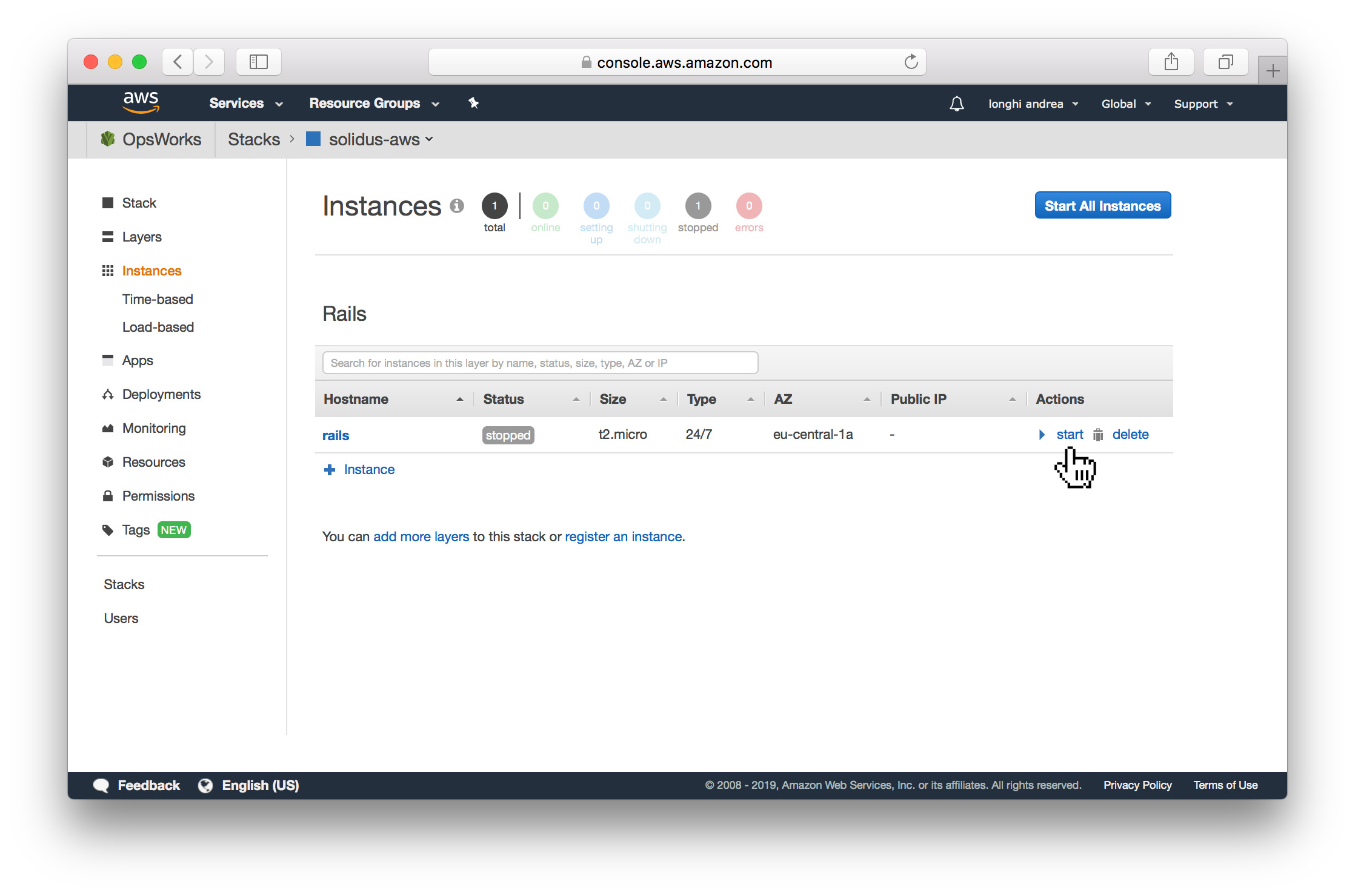 starting the instance