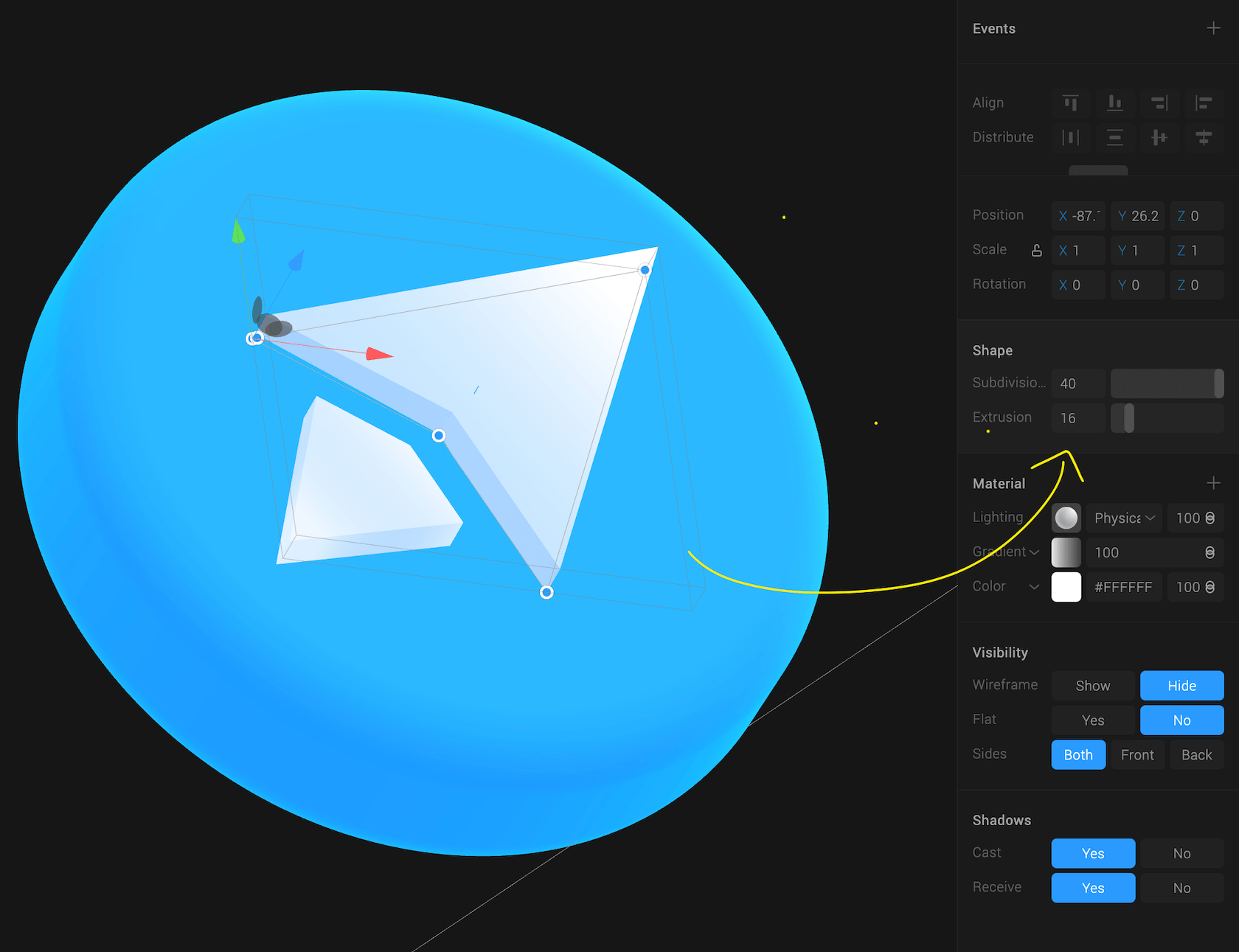 Spline 3D, extrusion