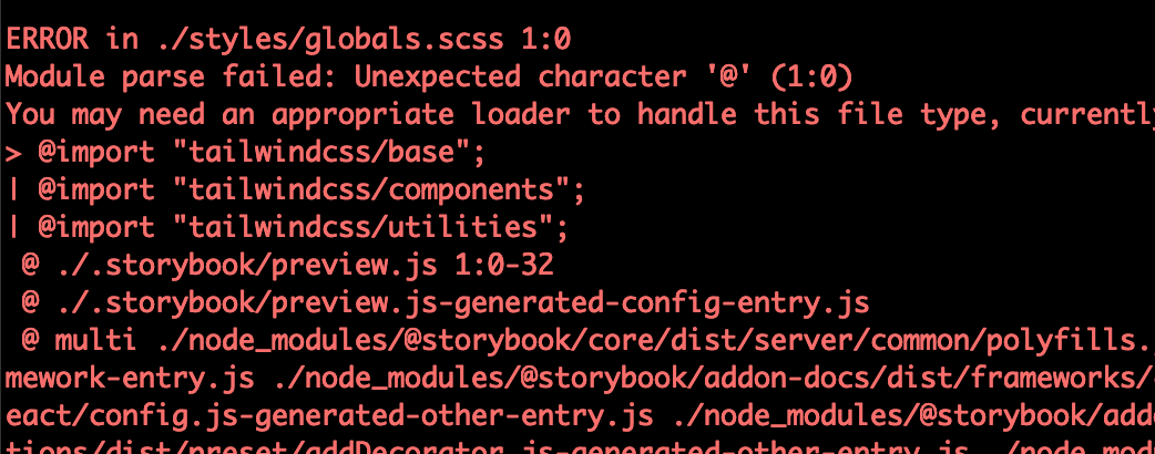 Storybook SCSS error