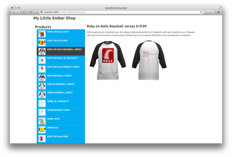 Product list with product details